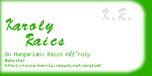 karoly raics business card